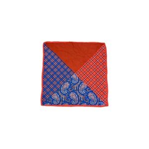 Cremieux 100% Silk Plaid & Paisley Colorblock Pocket Square Red Blue